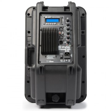 Skytec 1200a actieve speaker 600 watt met bluetooth en usb mp3achterkant