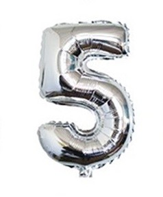 Zilver cijfer ballonnen verjaardag5