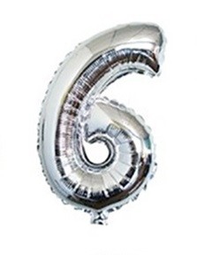 Zilver cijfer ballonnen verjaardag6