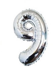 Zilver cijfer ballonnen verjaardag9 0